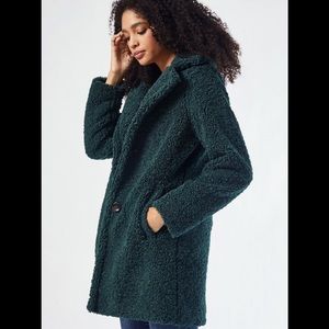 Faux Shearling Teddy Emerald Coat